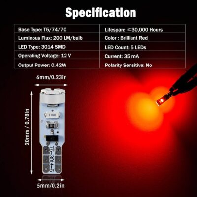 T5 LED (W3W) - 5smd [3014] PLAVA - Image 2